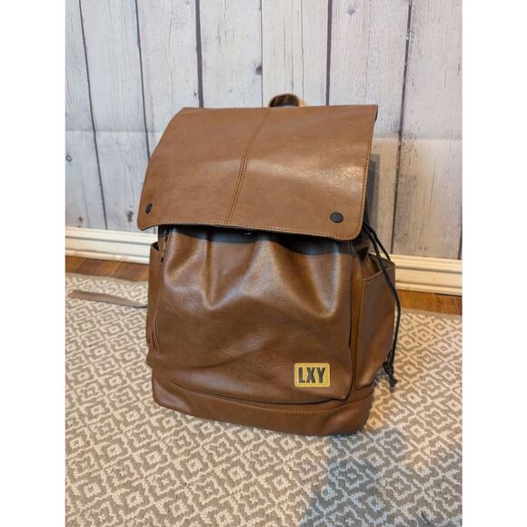 LXY large vegan leather backpack w/charging port - Picture 2 of 7